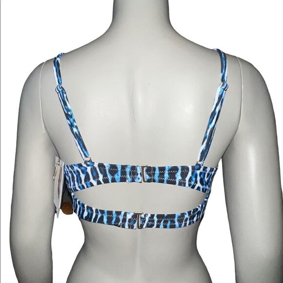 Jessica Simpson Sassy Safari Cami Bikini Top Navy Animal Print Cut Out Small NWT - Picture 3 of 8